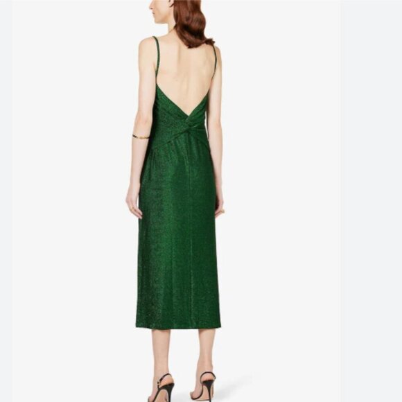REFORMATION Breslin Midi Slip Dress Phthalo Green Minimalist Open Back Size XL - Picture 2 of 5